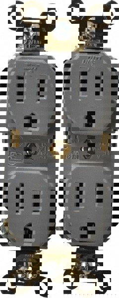 Straight Blade Duplex Receptacle: NEMA 5-15R, 15 Amps, Self-Grounding